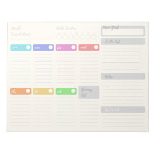 Bloc-notes lumineux coloré du planificateur hebdom