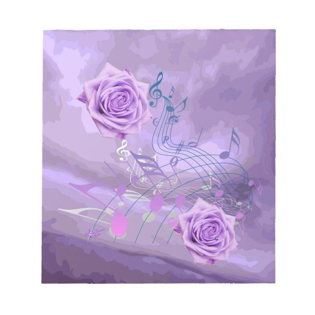 Bloc-notes miniature musique violette et roses abs (Devant)