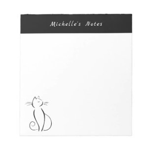 Bloc-notes minimaliste moderne élégant Chat noir
