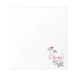 Bloc-notes Mme Toujours Droite