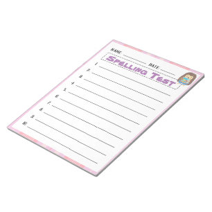 Bloc-notes modèle de test d'orthographe à l'école