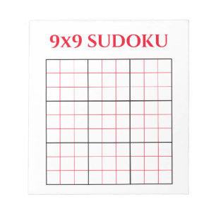 Bloc-notes Modèle simple Red 9x9 Sudoku