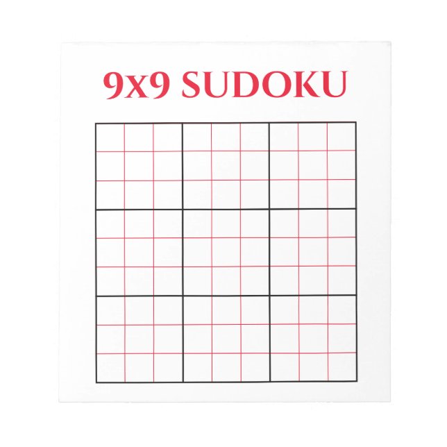 Bloc-notes Modèle simple Red 9x9 Sudoku (Devant)