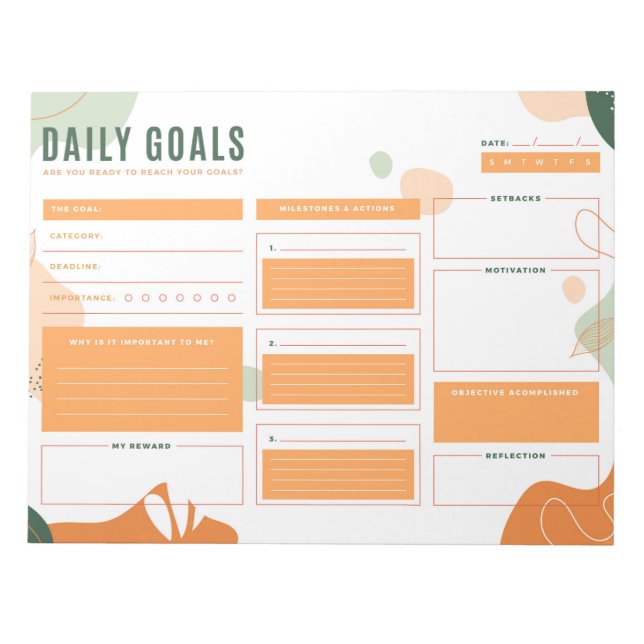 Bloc-notes moderne Orange-Green Daily Buts (Devant)