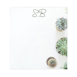 Bloc-notes monogramme avec succulents