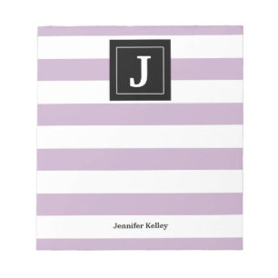 Bloc-notes monogramme violet rayures, noir