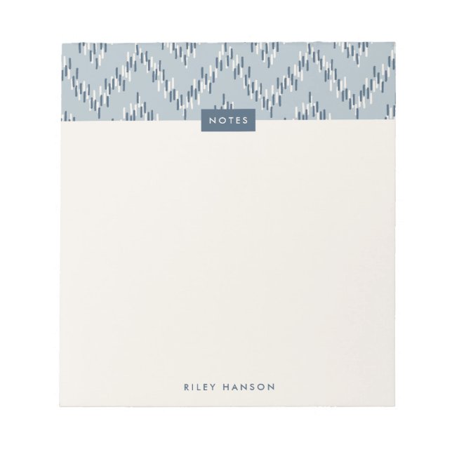 Bloc-notes Motif Boho Ikat Zig Zag - Bleu (Devant)