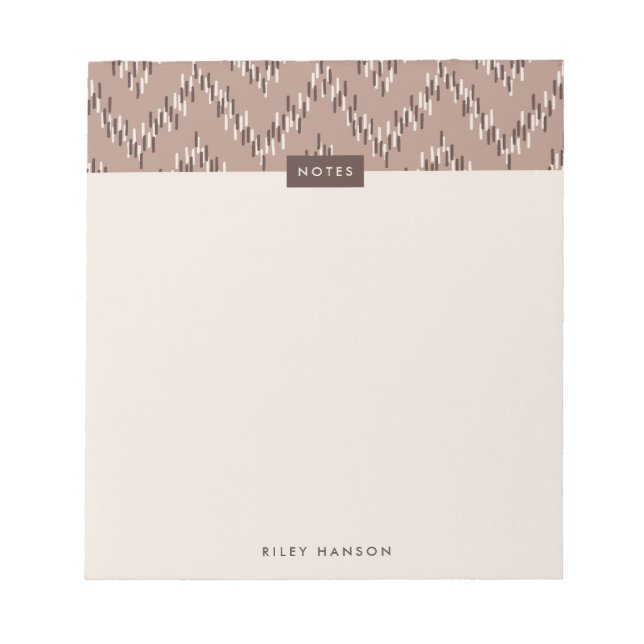 Bloc-notes Motif Boho Ikat Zig Zag - Brown (Devant)