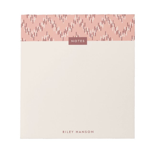 Bloc-notes Motif Boho Ikat Zig Zag - Rouge (Devant)