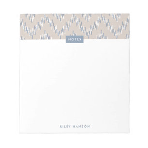 Bloc-notes Motif Boho Ikat Zig Zag - Taupe