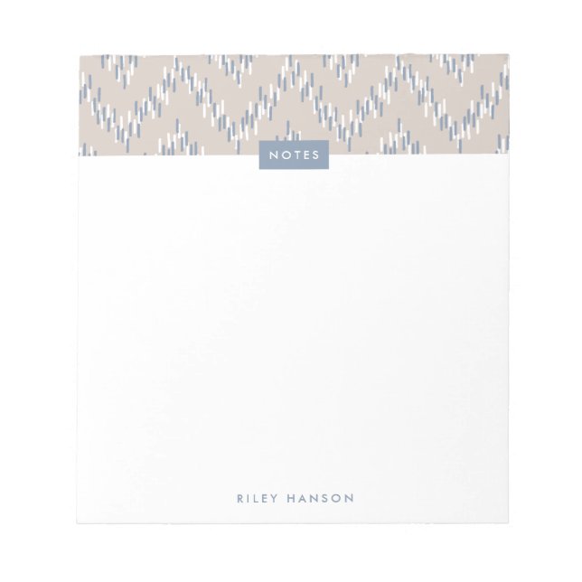 Bloc-notes Motif Boho Ikat Zig Zag - Taupe (Devant)