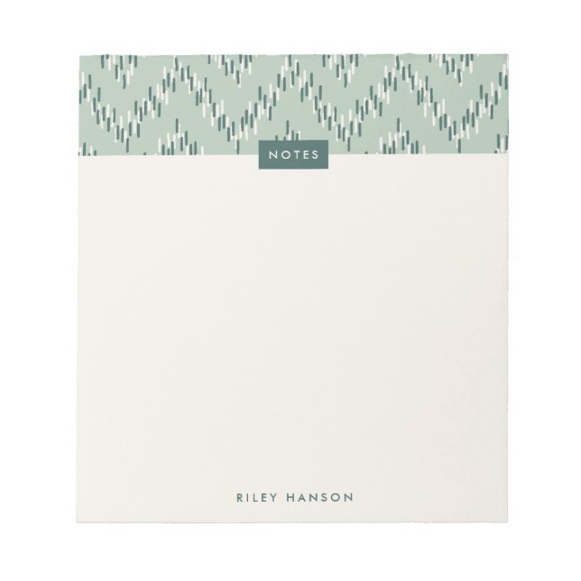 Bloc-notes Motif Boho Ikat Zig Zag - Turquoise (Devant)
