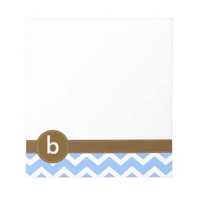 Bloc-notes Motif Monogramme Blue Zig Zag Chevron (Devant)