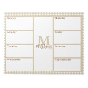 Bloc-notes Neutre En vichy Beige Plaid
