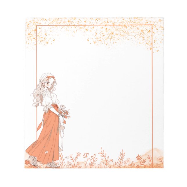 Bloc-notes Orange Simple Cute Anime Boho (Devant)