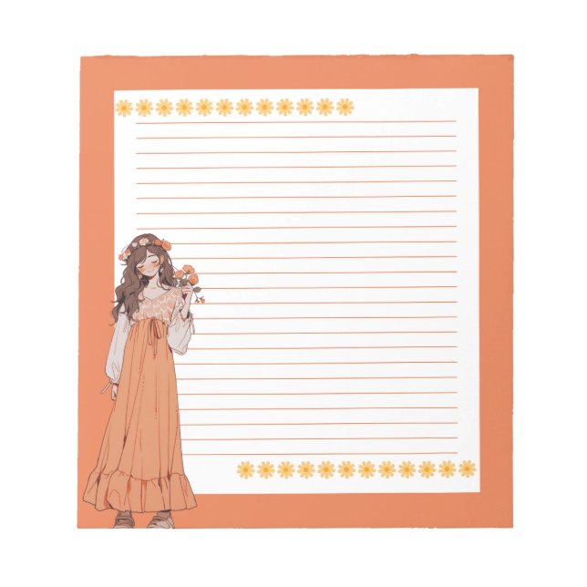 Bloc-notes Orange Simple Cute Anime Boho (Devant)