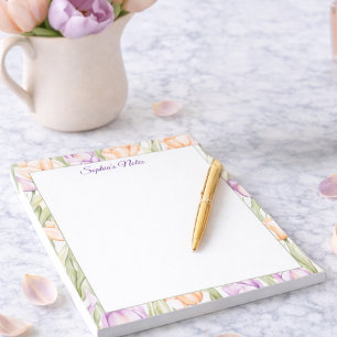 Bloc-notes Pastel Pêche Violet Floral Printemps No