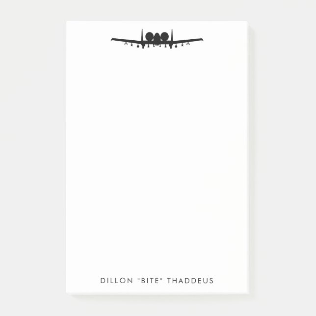 Bloc-notes personnalisé A-10 Warthog Jet post-IT (Devant)
