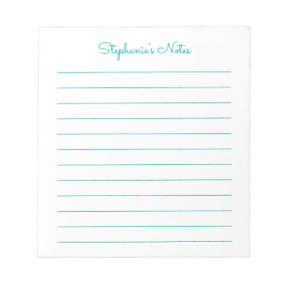 Bloc-notes personnalisé à ligne Turquoise simple