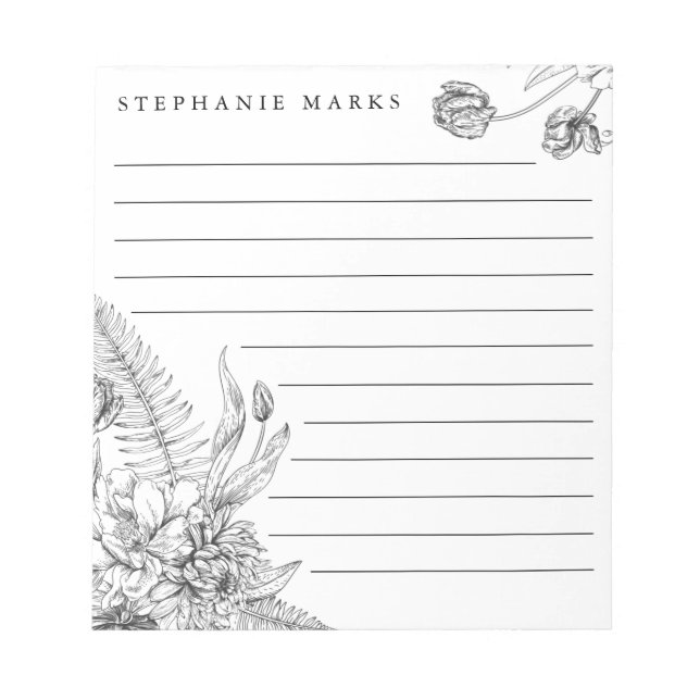 Bloc-notes personnalisé à motifs floraux (Devant)