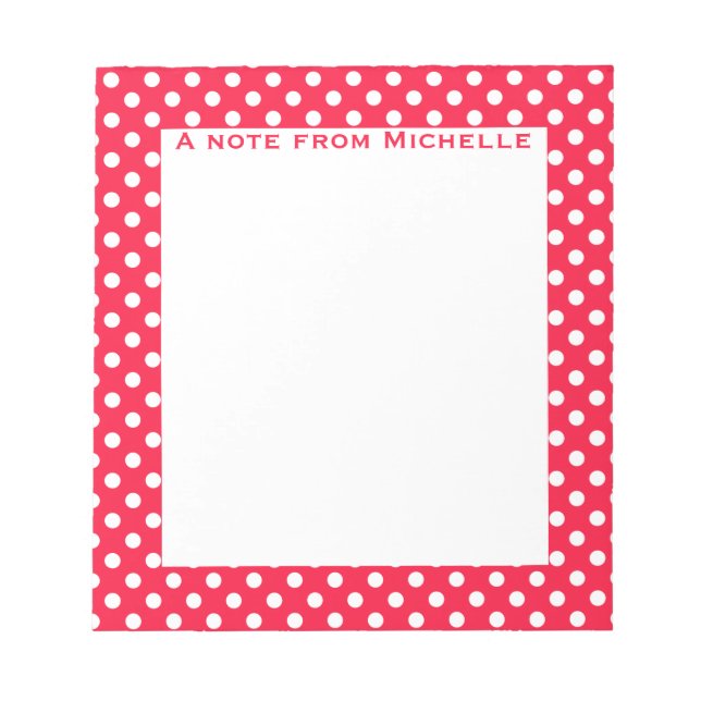 Bloc-notes personnalisé à points polka rouges et b (Devant)