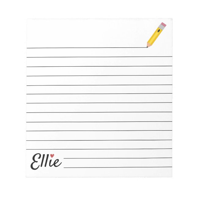 Bloc-notes personnalisé adorable au crayon (Devant)