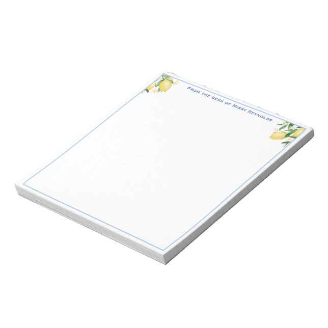 Bloc-notes personnalisé Amalfi Lemons en poudre Bl (Tourné)