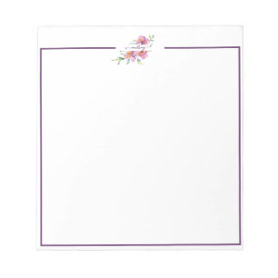 Bloc-notes personnalisé aquarelle rose floral