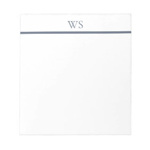 Bloc-notes personnalisé avec monogramme barre bleu