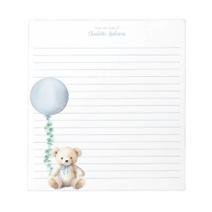 Bloc-notes personnalisé bleu Teddy Bear