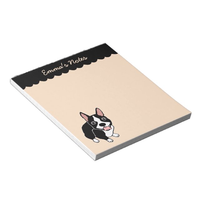 Bloc-notes personnalisé Boston Terrier 5,5 po x 6  (Incliné)