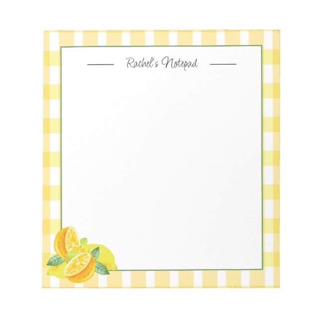 Bloc-notes personnalisé citron jaune tendance (Devant)