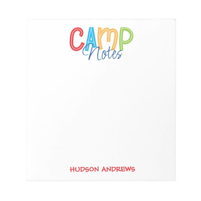 Bloc-notes personnalisé du camp d'été (Devant)