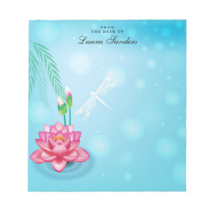 Bloc-notes personnalisé élégant à lotus rose