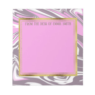 Bloc-notes personnalisé en marbre rose gris blanc