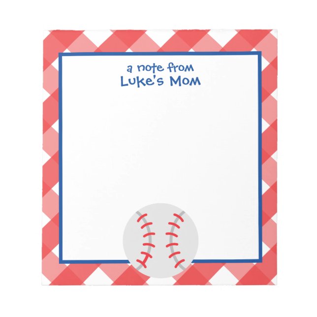 Bloc-notes personnalisé En vichy Baseball (Devant)