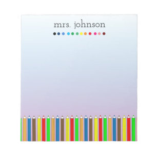Bloc-notes personnalisé enseignant Rainbow Pencil
