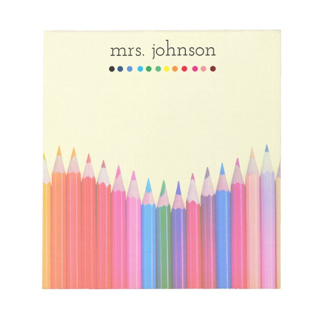Bloc-notes personnalisé enseignant Rainbow Pencil (Devant)