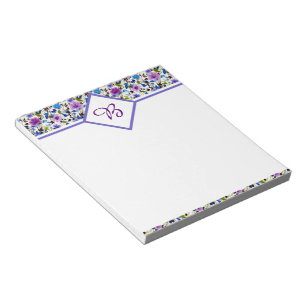 Bloc-notes personnalisé floral violet et bleu