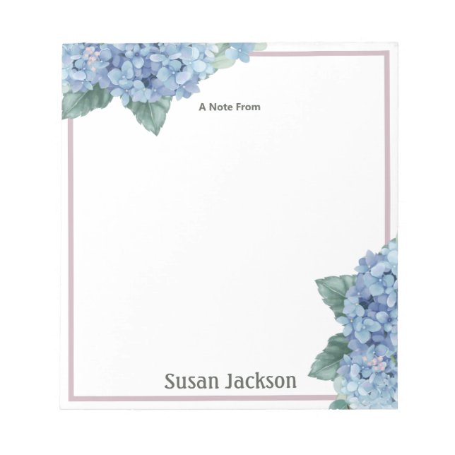 Bloc-notes personnalisé Hydrangea rose et bleu (Devant)