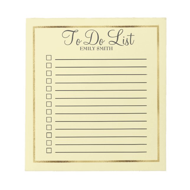 Bloc-notes personnalisé, jaune et or (Devant)