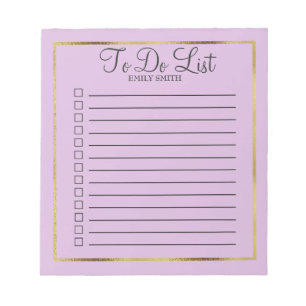 Bloc-notes personnalisé lavande et or à faire