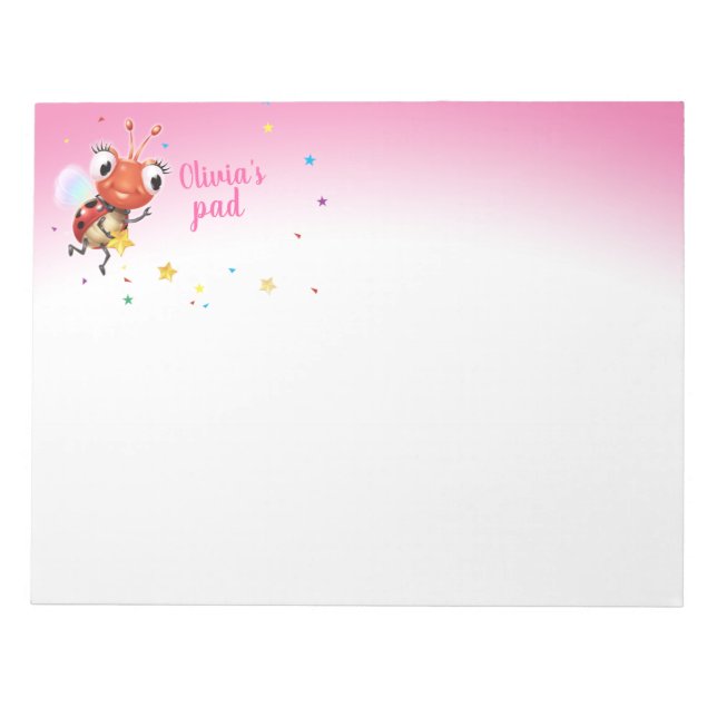 Bloc-notes personnalisé Lil Ladybug rose (Devant)