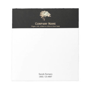 Bloc-notes personnalisé Lotus bleu et or