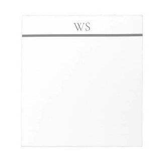 Bloc-notes personnalisé Monogramme Barres Gris Cha