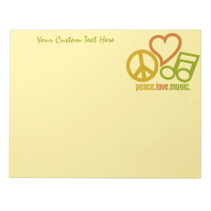 Bloc-notes personnalisé Peace Love Music