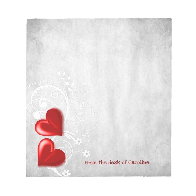 Bloc-notes personnalisé Red Valentine Hearts (Devant)