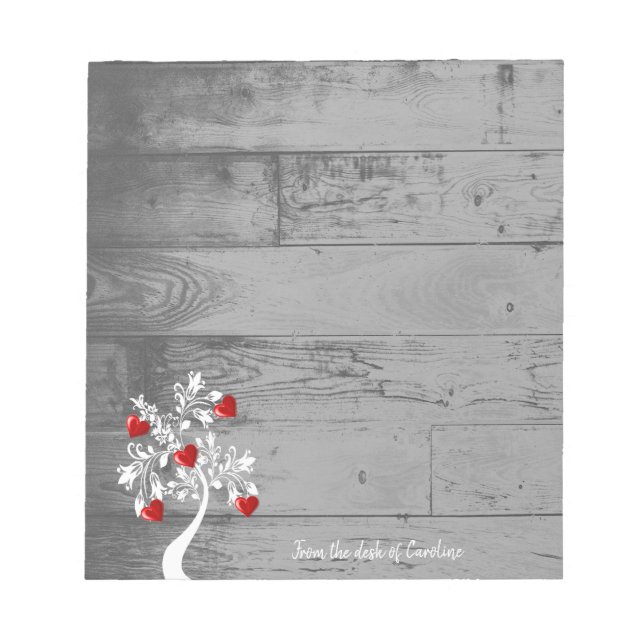 Bloc-notes personnalisé Red Valentine Hearts Tree (Devant)