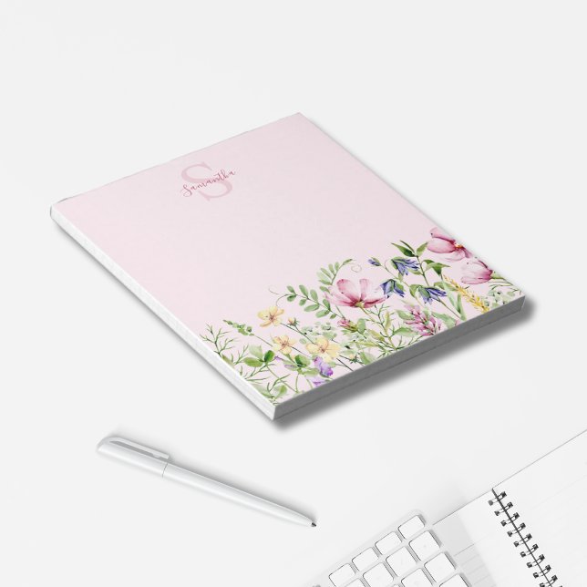 Bloc-notes personnalisé rose Fleur sauvage (Créateur téléchargé)