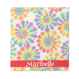 Bloc-notes personnalisé tie dye arc-en-ciel psyché